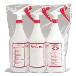 Boardwalk BWK03010 HDPE 32 Oz. Trigger Spray Bottles - Clear/Red (3/Pack)
