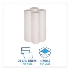 Boardwalk H8046HWKR01 Low-Density 45 Gallon 0.6 Mil 40 In. X 46 In. Waste Can Liners - White (100/Carton) -Boardwalk Sales Shop bwkn4046exh b