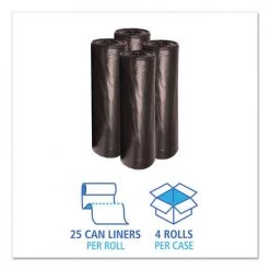Boardwalk H8647HKKR01 Low-Density 56 Gallon 0.6 Mil 43 In. X 47 In. Waste Can Liners - Black (100/Carton) -Boardwalk Sales Shop bwkn4347h b