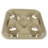 Boardwalk BWK4CUPCARRIER Four Cup Carrier Tray For 8 - 32 Oz. Cups - Kraft (300/Carton)