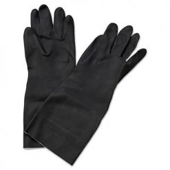 Boardwalk BWK543L 12 In. Neoprene Flock-Lined, Long-Sleeved Gloves - Large, Black (12 Dozen)