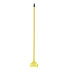 Boardwalk BWK620 60 In. Quick Change Side-Latch Plastic Mop Head Aluminum Handle - Yellow