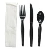 Boardwalk BWKFKTNHWPSBLA Heavyweight 4-Piece Cutlery Kit - Black (250/Carton)