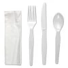 Boardwalk BWKFKTNHWPSWH Heavyweight 4-Piece Cutlery Kit - White250/Carton