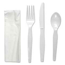 Boardwalk BWKFKTNHWPSWH Heavyweight 4-Piece Cutlery Kit - White250/Carton