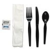 Boardwalk BWKFKTNSHWPSBLA Heavyweight 6-Piece Cutlery Kit - Black250/Carton