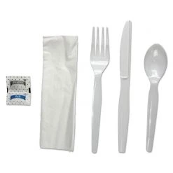 Boardwalk BWKFKTNSHWPSWH Heavyweight 6-Piece Cutlery Kit - White250/Carton