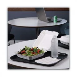 Boardwalk HL-91BW 1 Compartment 9 In. X 9 In. X 3.19 In. Bagasse Food Containers Hinged-Lid - White (200 Sleeves/Carton) -Boardwalk Sales Shop bwknhingewf1cm9 e