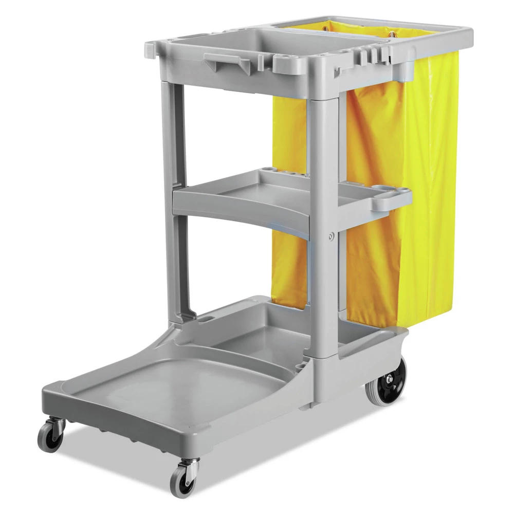 Boardwalk 3485204 Three-Shelf 22 In. X 44 In. X 38 In. Janitor's Cart - Gray 3 Boardwalk 3485204 Three-Shelf 22 In. X 44 In. X 38 In. Janitor's Cart - Gray - Image 3