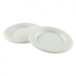Boardwalk PL-06BW 6 In. Dia. Bagasse Dinnerware Plate - White (1000/Carton)