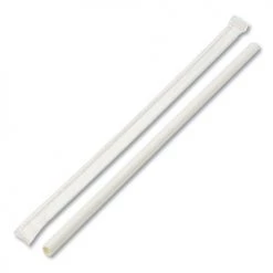 Boardwalk BWKPPRSTRWWR 7.75 In. X 0.25 In. Individually Wrapped Paper Straws - White (3200/Carton)