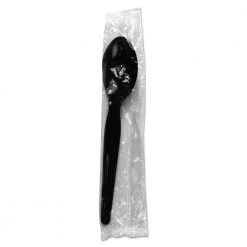 Boardwalk BWKTSHWPSBIW Heavyweight Wrapped Polystyrene Teaspoons - Black (1000-Piece/Carton)